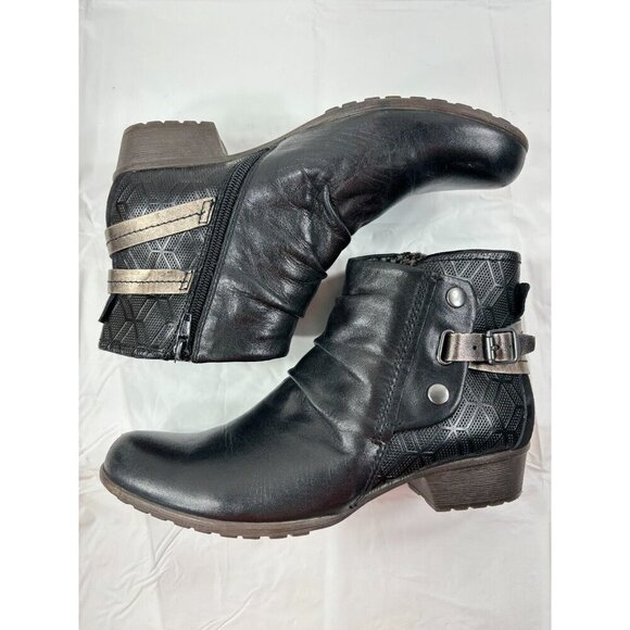 Rockport Cobb Hill Gratasha Black Leather Ankle Boots 9 - Picture 8 of 11